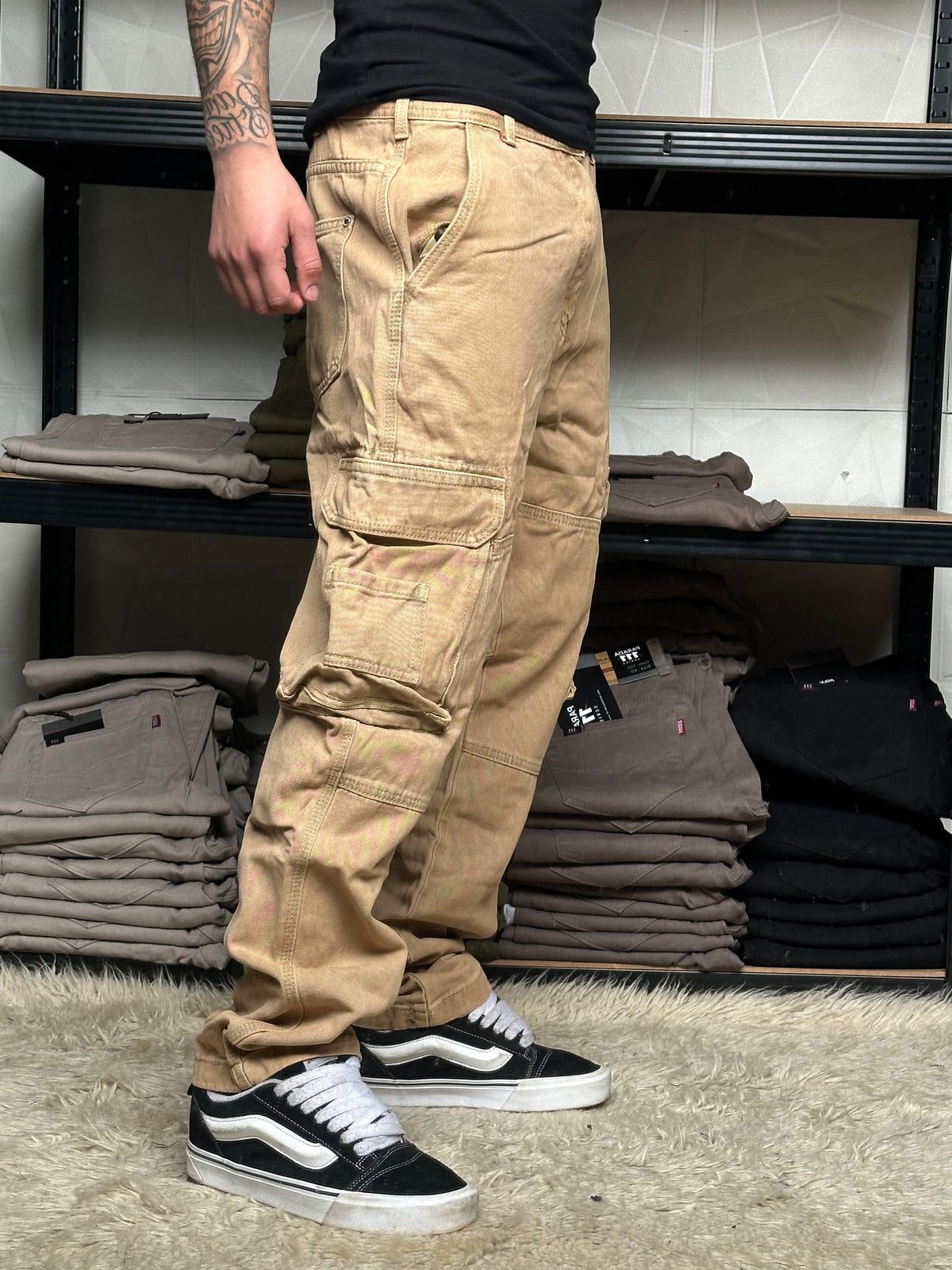 JEANS CARGO MOSTAZA