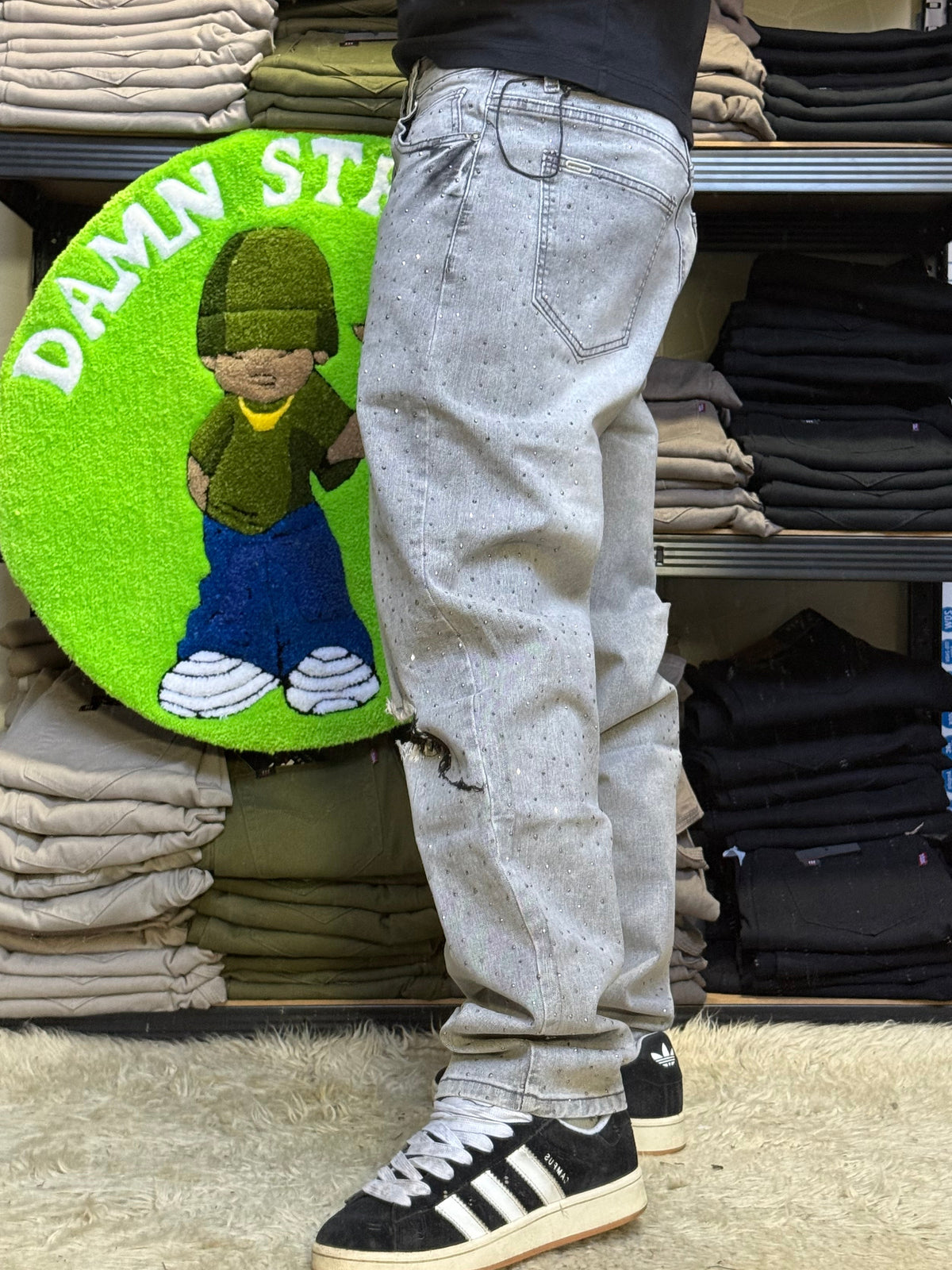 JEANS MOM GRIS CLARO
